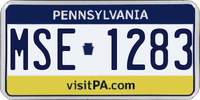 PA license plate MSE1283