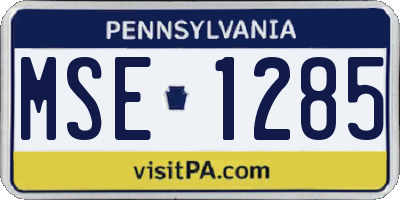 PA license plate MSE1285