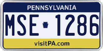 PA license plate MSE1286