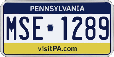 PA license plate MSE1289