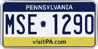 PA license plate MSE1290