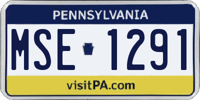 PA license plate MSE1291