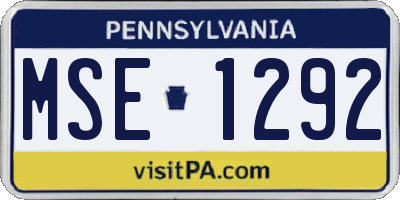 PA license plate MSE1292