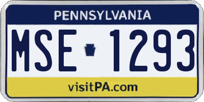 PA license plate MSE1293