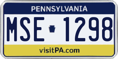 PA license plate MSE1298