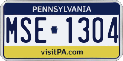 PA license plate MSE1304