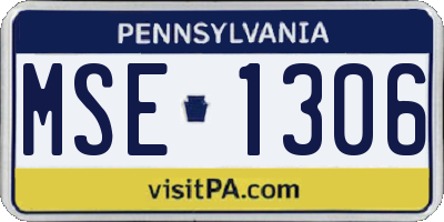 PA license plate MSE1306