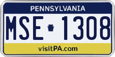 PA license plate MSE1308