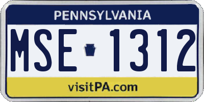 PA license plate MSE1312