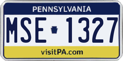 PA license plate MSE1327
