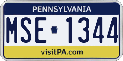 PA license plate MSE1344