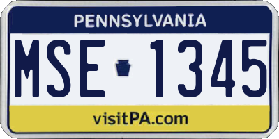 PA license plate MSE1345