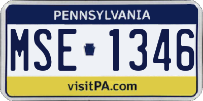 PA license plate MSE1346