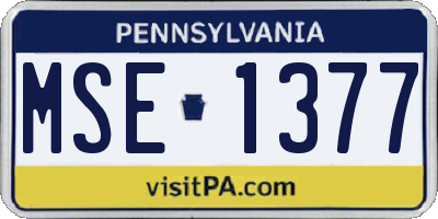 PA license plate MSE1377