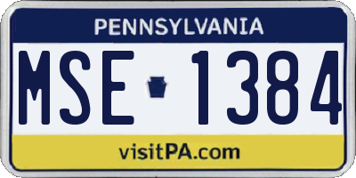 PA license plate MSE1384