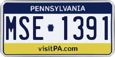 PA license plate MSE1391