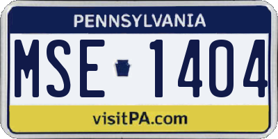 PA license plate MSE1404