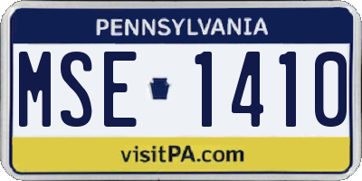 PA license plate MSE1410