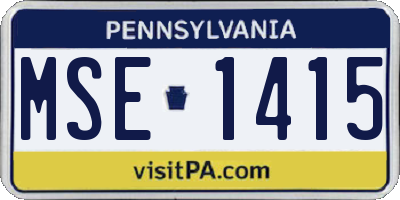 PA license plate MSE1415