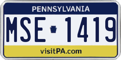PA license plate MSE1419
