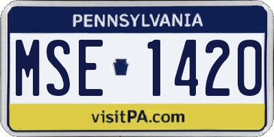 PA license plate MSE1420