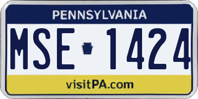 PA license plate MSE1424