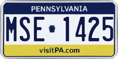 PA license plate MSE1425