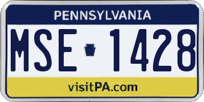 PA license plate MSE1428