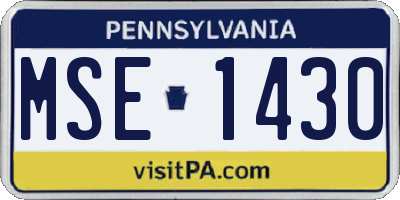 PA license plate MSE1430