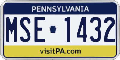 PA license plate MSE1432