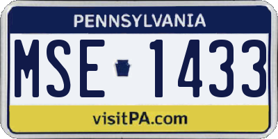 PA license plate MSE1433