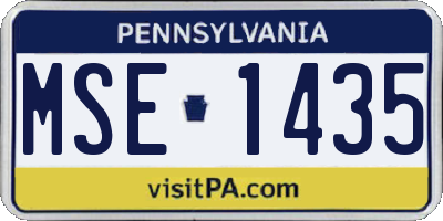 PA license plate MSE1435