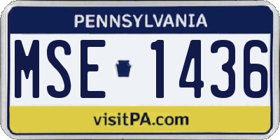 PA license plate MSE1436