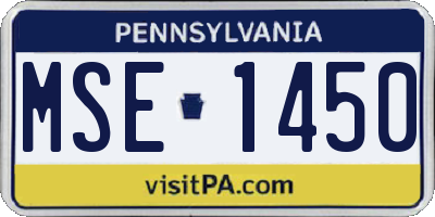 PA license plate MSE1450