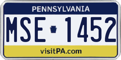 PA license plate MSE1452