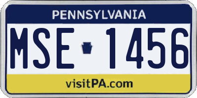 PA license plate MSE1456
