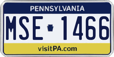 PA license plate MSE1466