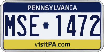 PA license plate MSE1472
