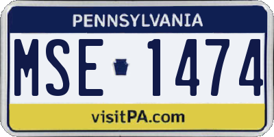 PA license plate MSE1474