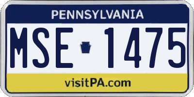 PA license plate MSE1475