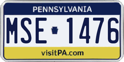 PA license plate MSE1476