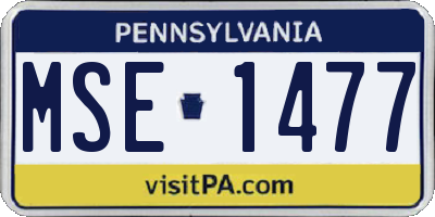PA license plate MSE1477