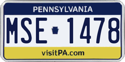 PA license plate MSE1478