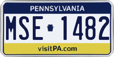 PA license plate MSE1482