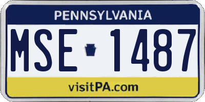 PA license plate MSE1487
