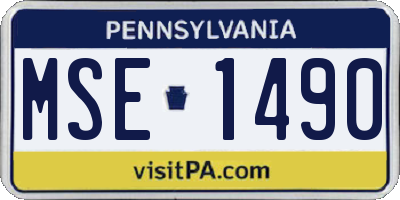 PA license plate MSE1490
