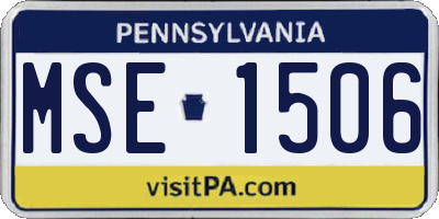 PA license plate MSE1506