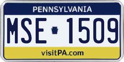 PA license plate MSE1509