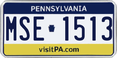 PA license plate MSE1513