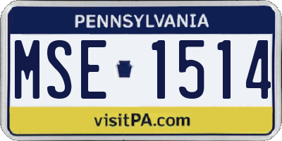 PA license plate MSE1514